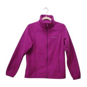 Columbia Womens Fushia Pink LS Full Zip Front Zip Pockets Fleece Adj. Hem Jacket